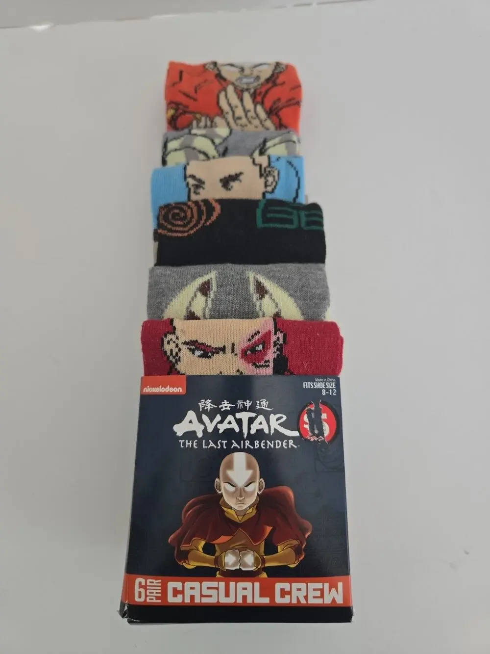 Avatar The Last Airbender 6 Pack Pair Casual Crew Socks Bioworld Shoe Size 8-12